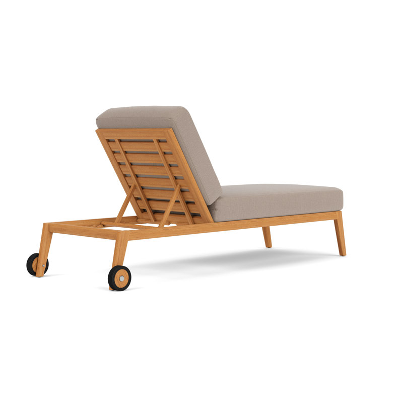 Alpine Outdoor Teak Chaise Lounge, Remy Pebble