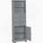Gray Tall Storage Cabinet With 3 Drawers And Adjustable Shelves For Bathroom-1888555791