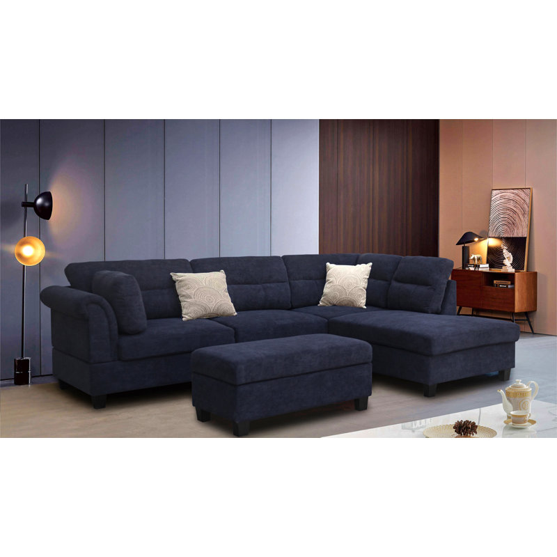 Canapé modulaire en tissu Diego avec l, Noir