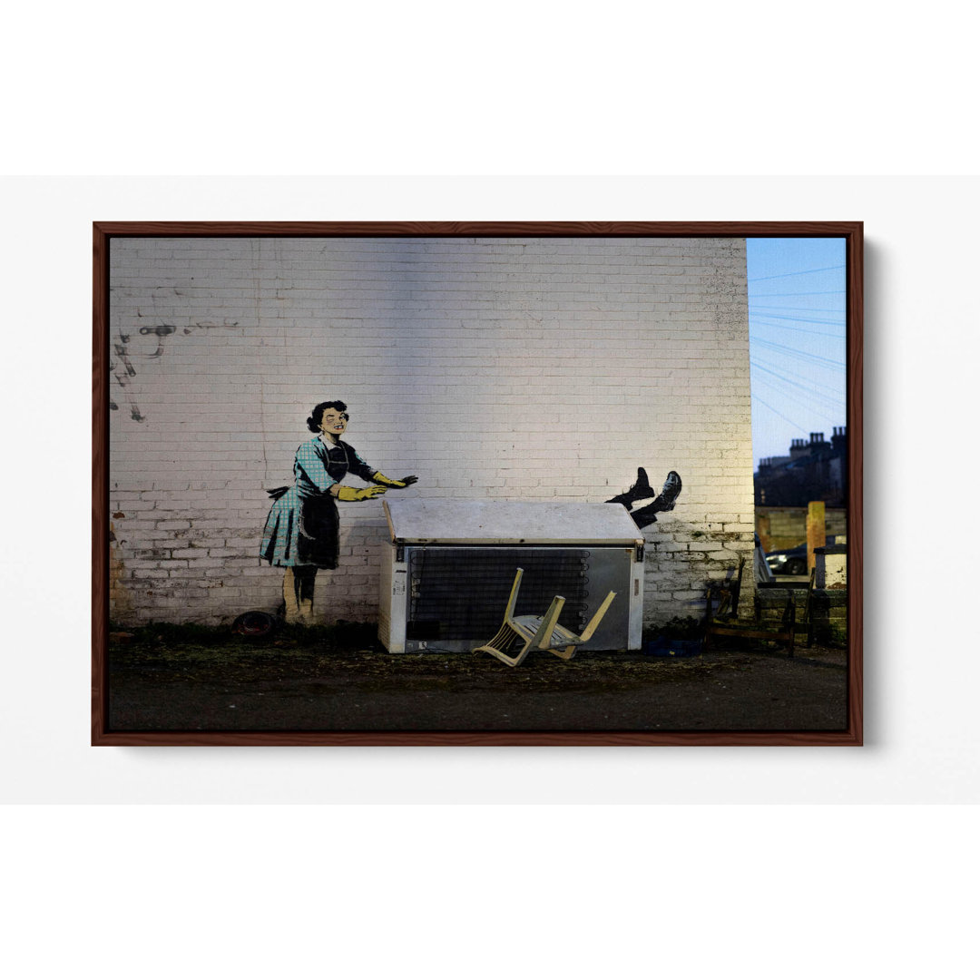 BANKSY Valentines Graffiti Canvas Floater Frame Print Picture Art - Black Frame