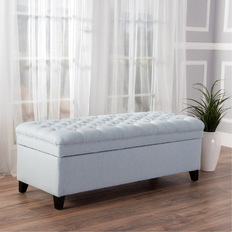 Modern storage ottoman, Fabric, Light Sky