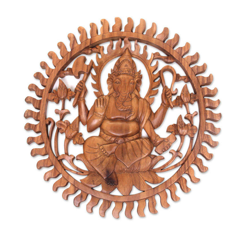 Décoration murale panneau de bois Ganesha Aura
