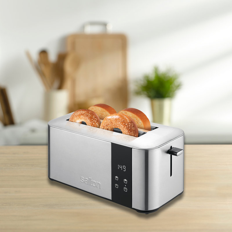 Salton Stainless Steel Digital 4-Slice Long Slot Toaster