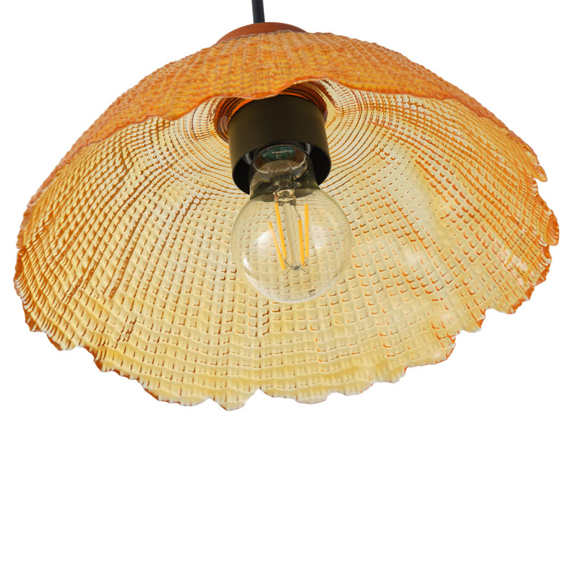 1 luminaire suspendu en fer doré à intensité variable en verre brun