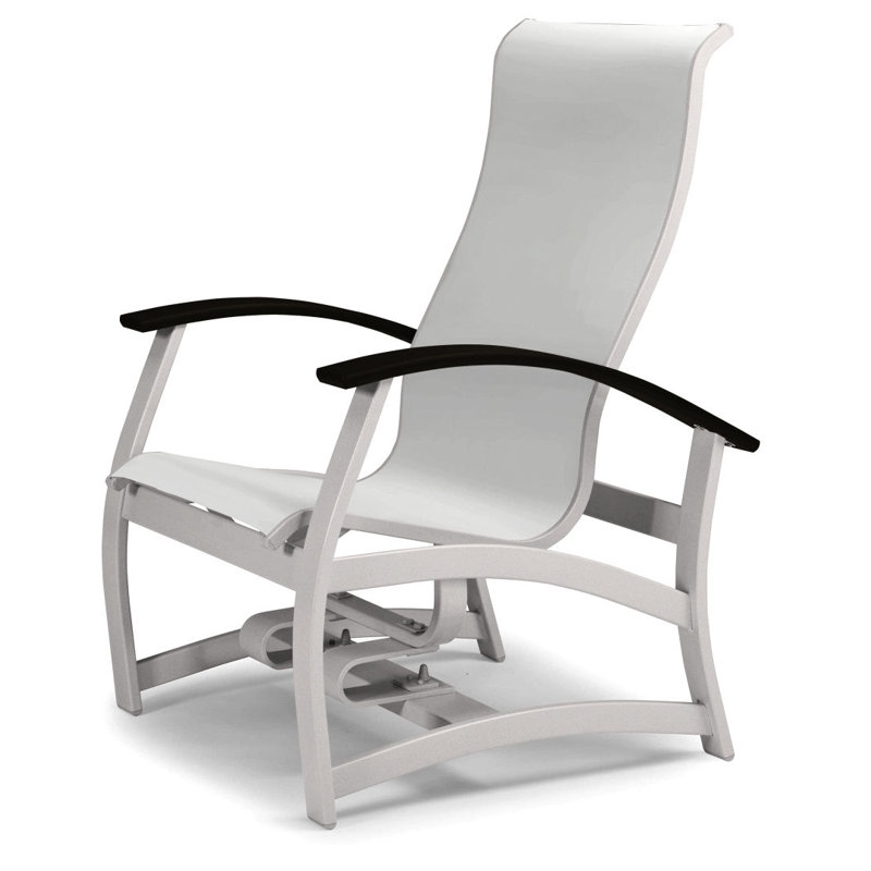 Askar Powder Coated Aluminum Outdoor Lounge Chair, White 6D Sunbrella®, Black P70, Gloss White