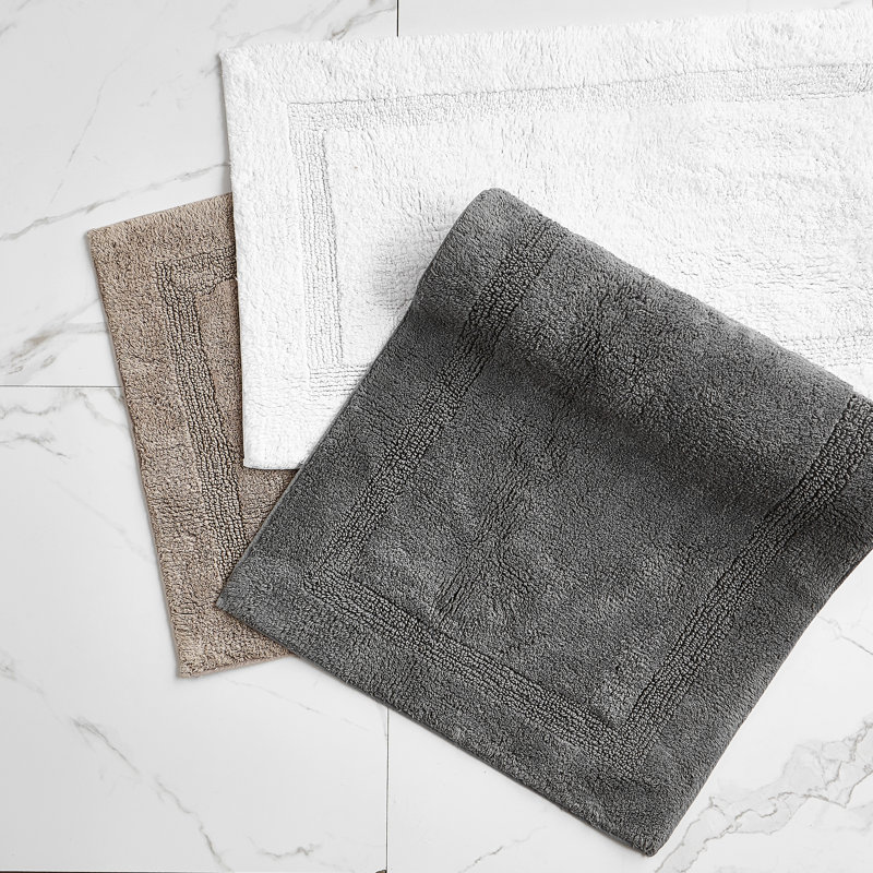 Nautica Peniston Solid Cotton Bath Rug Runner, Dark Gray, 60"L x 22"W 