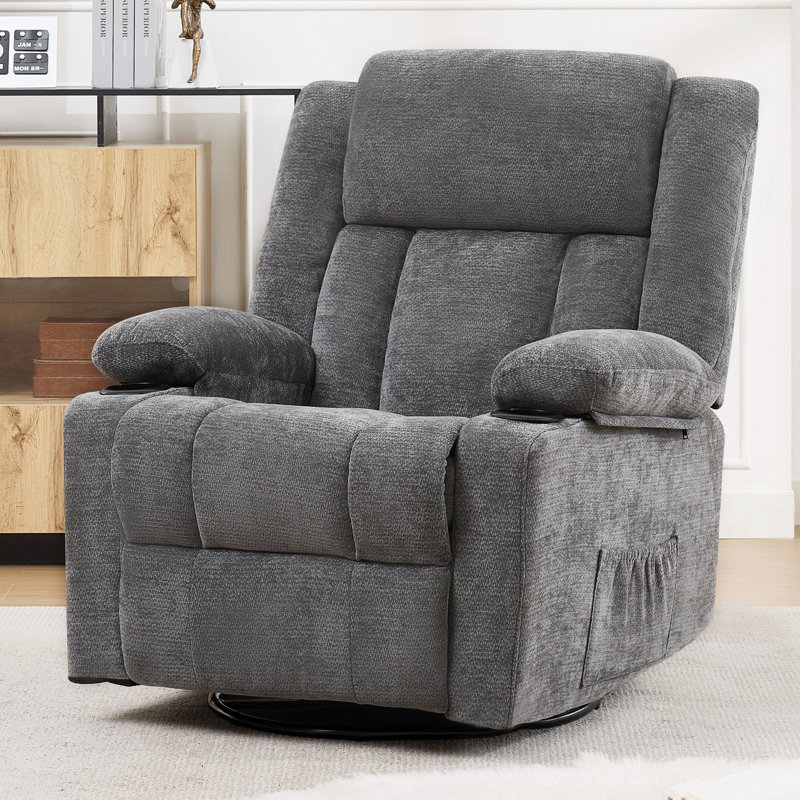 360° Swivel Rocker Recliner For Adults, Rocking Chair With Cup Holder, Manual Recliner Chair,Glider Recliner,For Living Room,Nursery ,Bedroom
