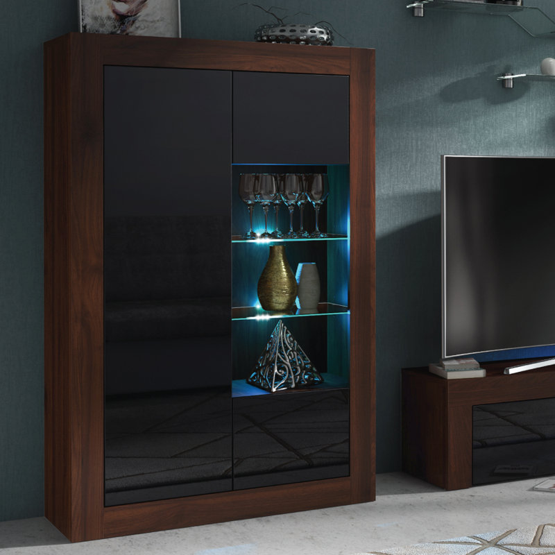 Bronya Display Cabinet, Walnut/Black