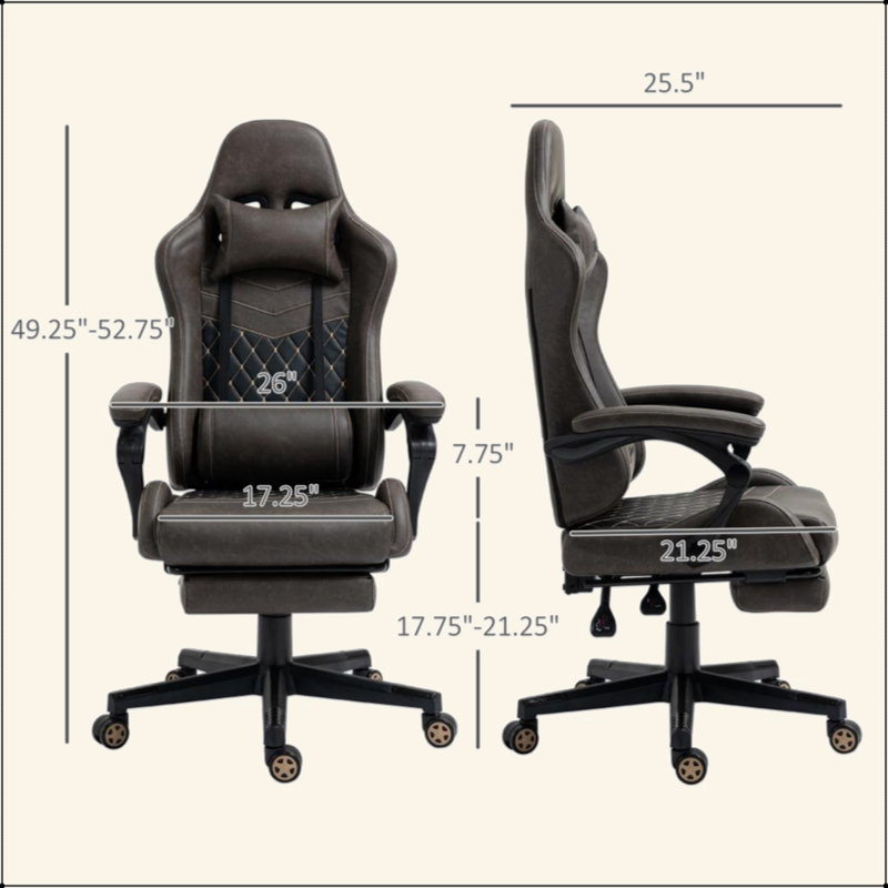 Fauteuil inclinable pivotant en cuir de polyuréthane avec dossier haut, support lombaire et hauteur réglable