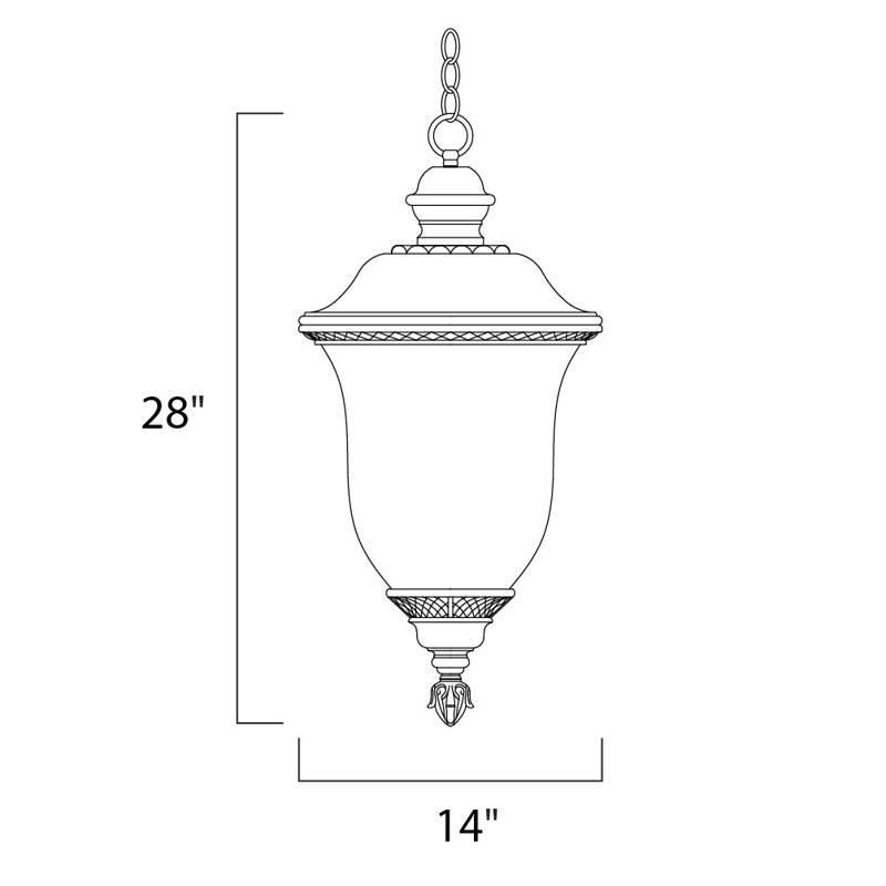 Islington 3 - Light Outdoor Hanging Lantern, 28" H x 14" W x 14" D