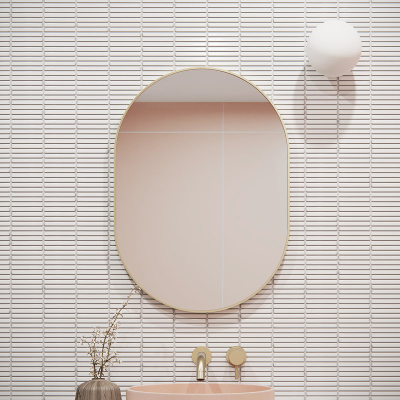Inara Pill Mirror, Satin Brass, 28" x 20"