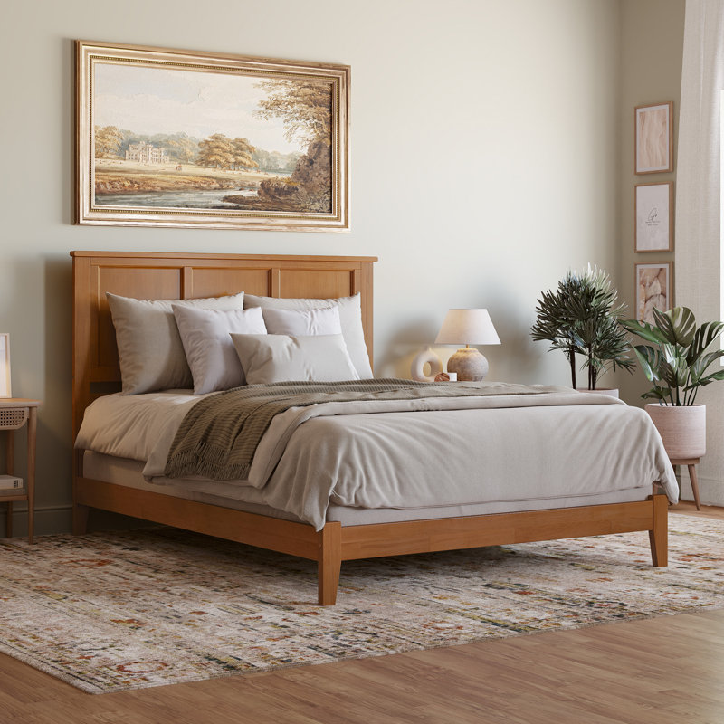 Troutville Solid Wood Standard Bed, Queen, Light Toffee