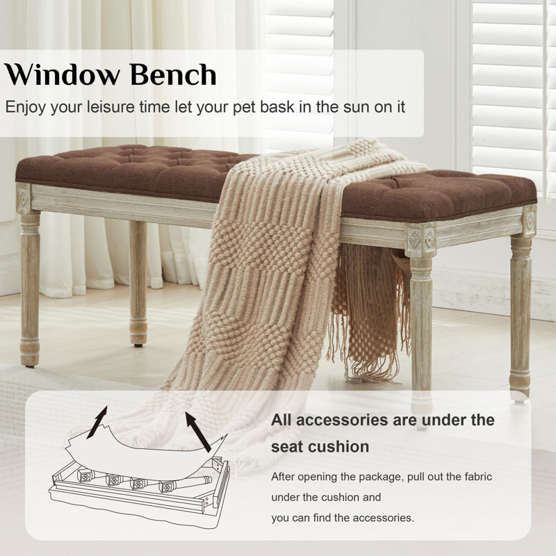 Banc Boswick, Brun, H 16 po x l 57,6 po x P 15,8 po