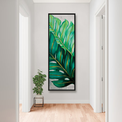 Three Big Exotic Plant Leaves - Framed Canvas Home Decor