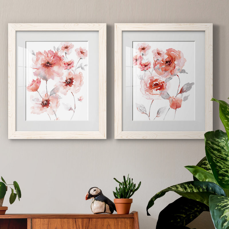 Translucent Blush I - ensemble de 2 reproductions d'art, Blanc, H 24 po x l 36 po x P 1,5 po, Papier encadré blanc