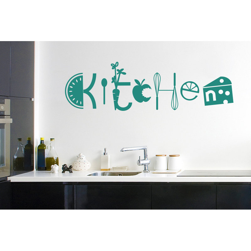 Assorted Kitchen Sign Wall Sticker, Aqua Green, Medium