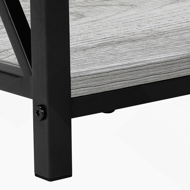 Accent Table, Side, End, Nightstand, Lamp, Grey Laminate, Black Metal, Contemporary, Modern, Grey