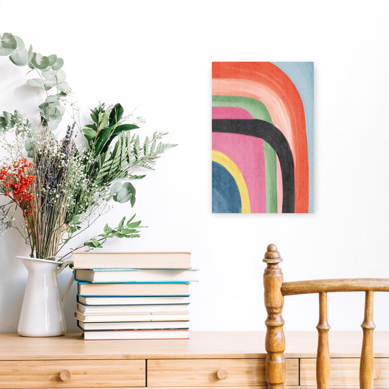 «Colorful Layers in Harmony I», art mural contemporain abstrait, 18" H x 12" W