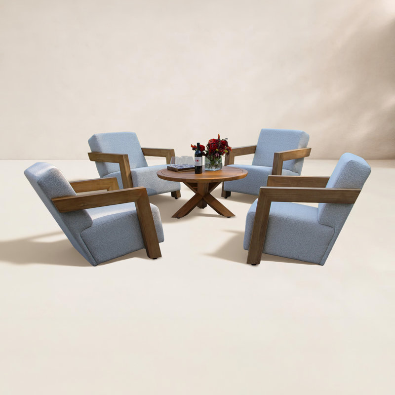 5 pièces Levitt Ensemble de conversation pour fauteuil en teck et séchage rapide