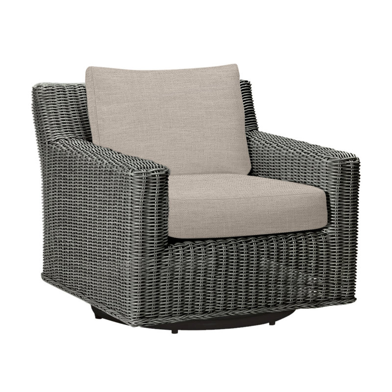 Rustic Patio Armchair with Cushions, Slate Gray, Dove Sunbrella® Linen, Welt