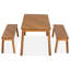 Ensemble de salle à manger 3 pièces en bois d'acacia avec table et 2 bancs pour patio