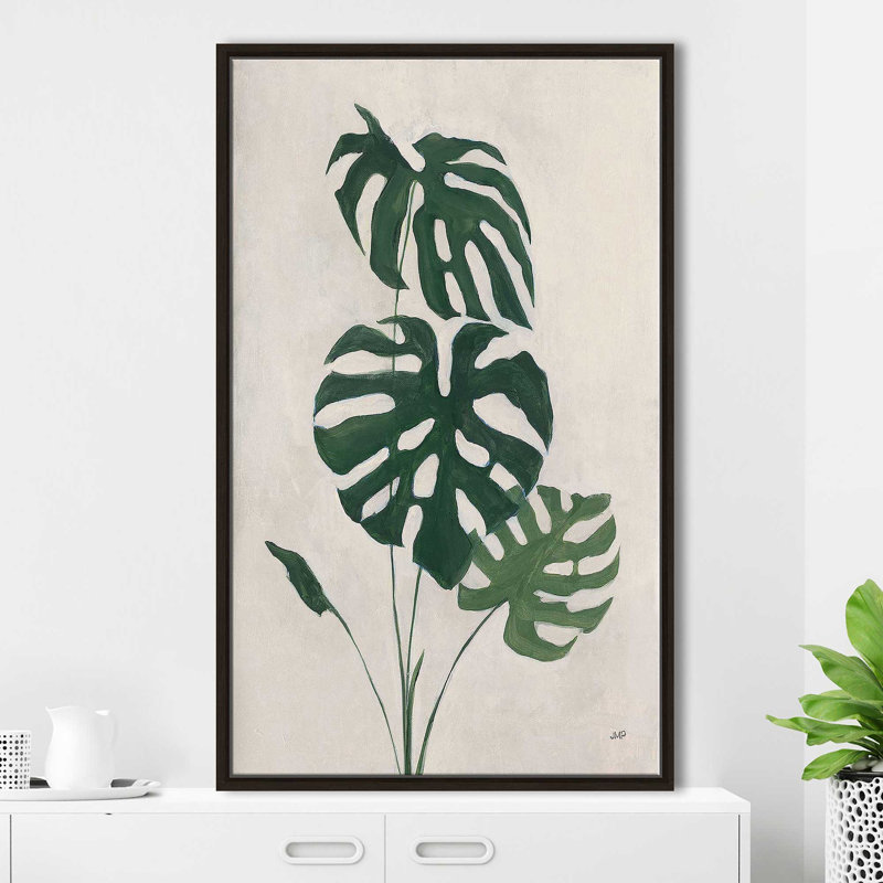 " Palm Botanical I (Vertical) " by Julia Purinton, Espresso Floater Frame, 33.5" H x 21.5" W x 2" D