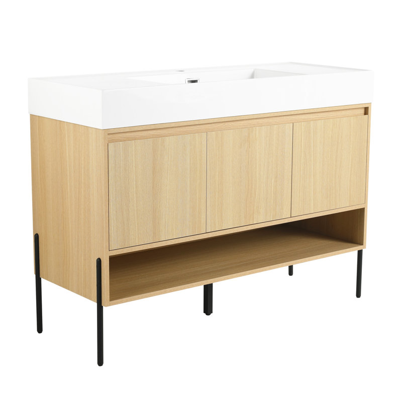 Stylish Bathroom Vanity With Resin Sink And Multi-Layer Solid Wood Frame