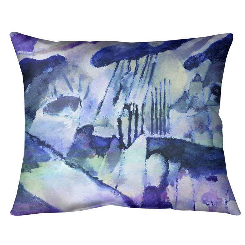 Oreiller avec coussin lombaire avec pluie paysage, 14 po x 10 po, Bleu, Duvet synthétique