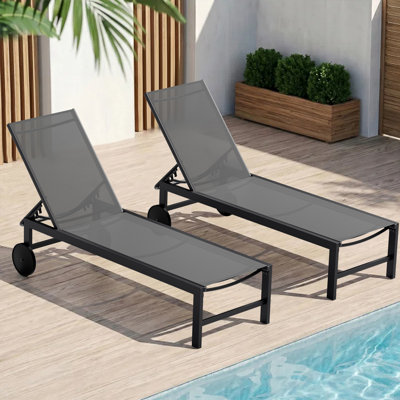 Arlenne Outdoor Chaise Lounge with Wheels