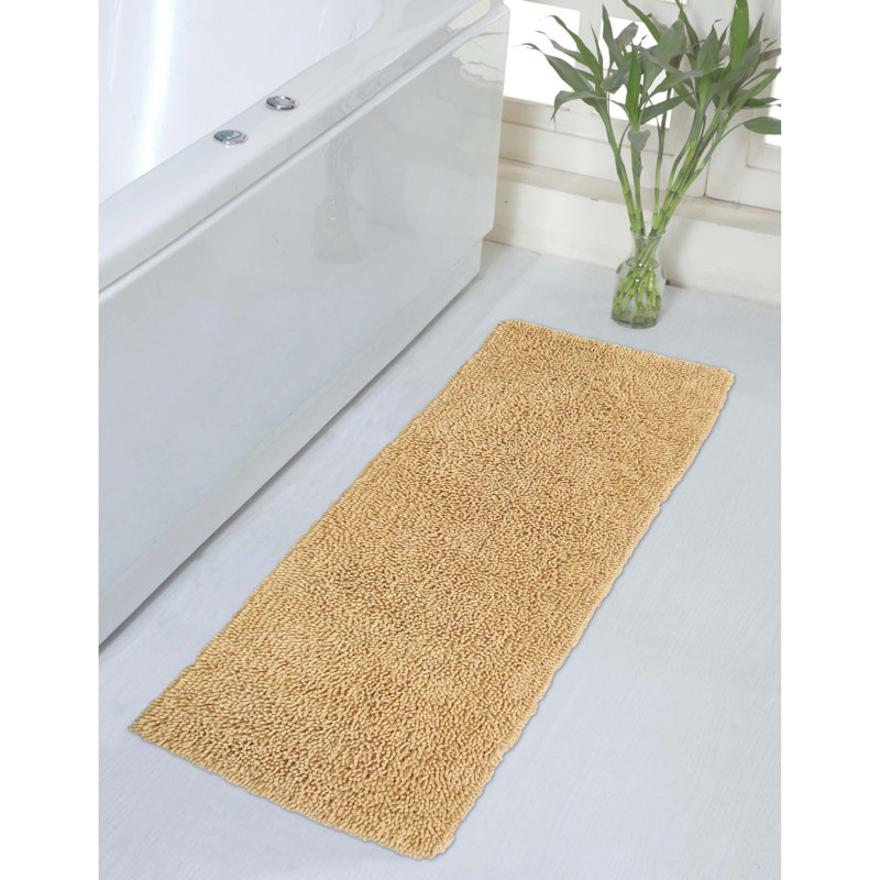 Hayworth Plush Cotton Bath Mat, Yellow, 21" W x 54" L