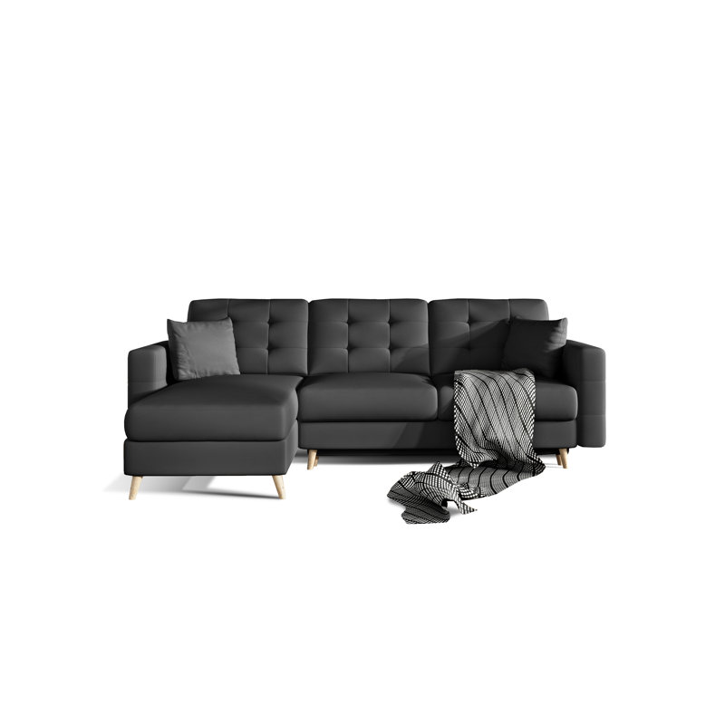Darden 3 Seater Faux Leather Sofa Bed, Black