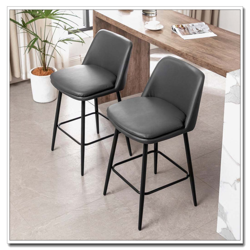 Tabourets de bar pivotants en similicuir, Noir