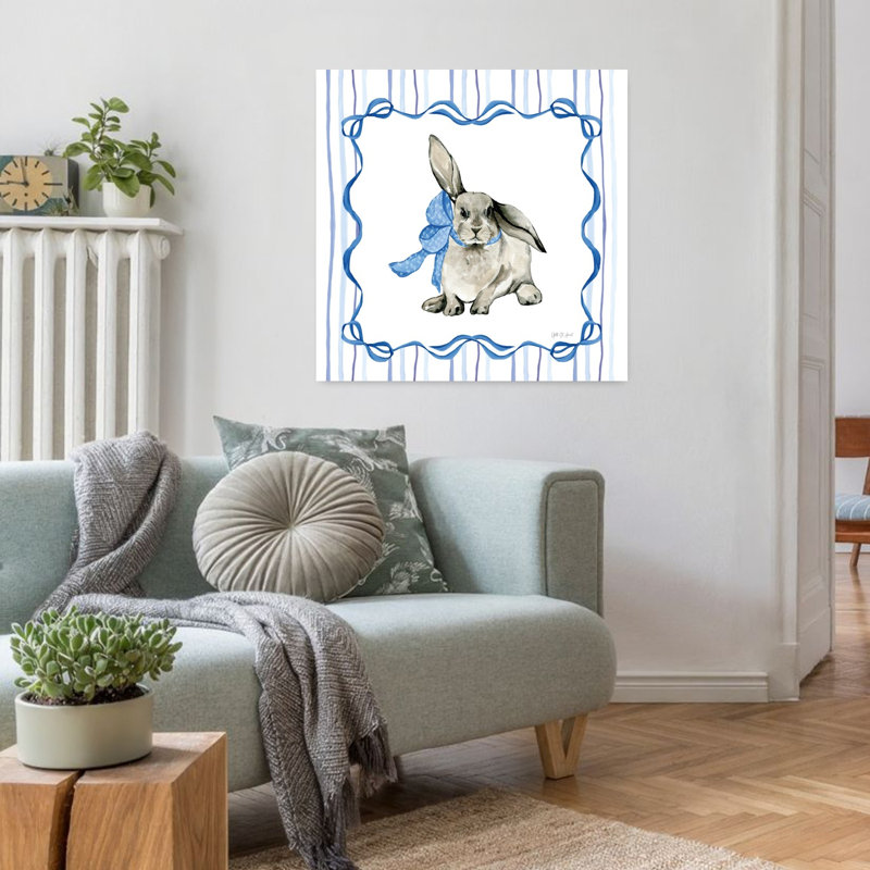 " Bluebonnet Bunnies VIII Abstract Contemporary Animal Spring Wall Art Print " by Yvette St. Amant, 32" H x 32" W