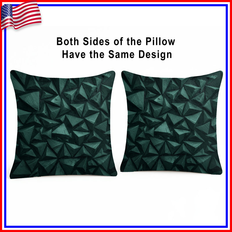 Coussins décoratifs vert à motif géométrique Pyramids, 18 po x 18 po