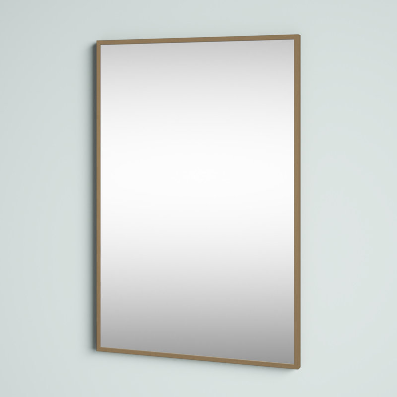 Metal Flat Wall Mirror, Antique Brass