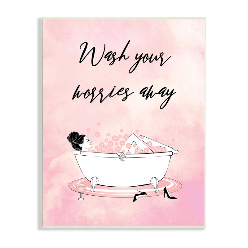 «Bubble Bath Glam Pink Bubbles», art textuel, H 19 po x l 13 po x P 0,5 po, Sans cadre