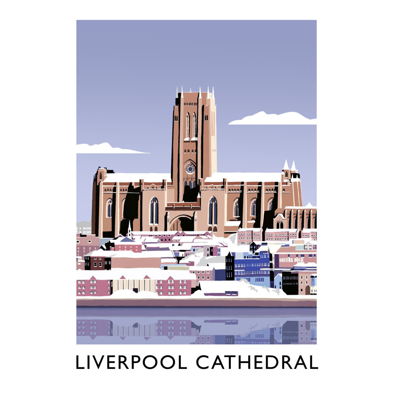 Liverpool Cathedral In Snow by Richard O'Neil - Print, 40 cm H x 30 cm W x 1 cm D, No Frame