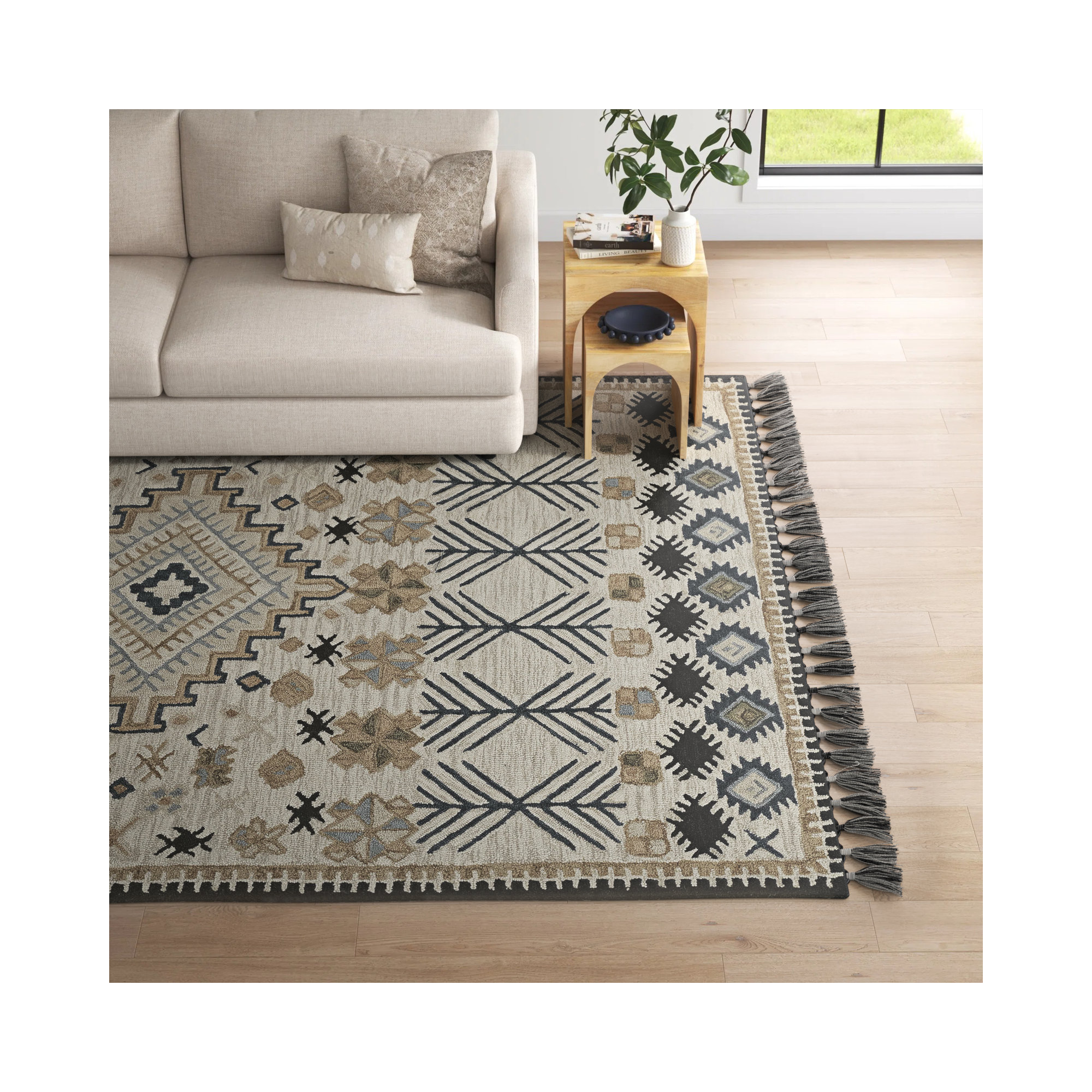 Anine Hand Tufted Wool Rug, Rectangle 5' x 8'