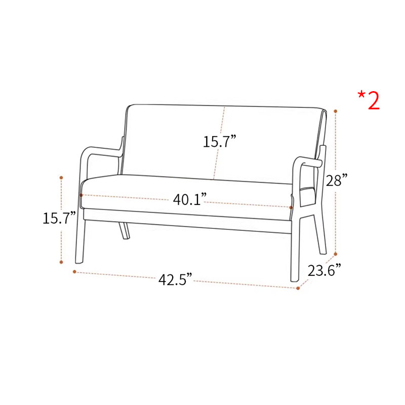 Causeuse 42,5 po Jahquell, Similicuir vert