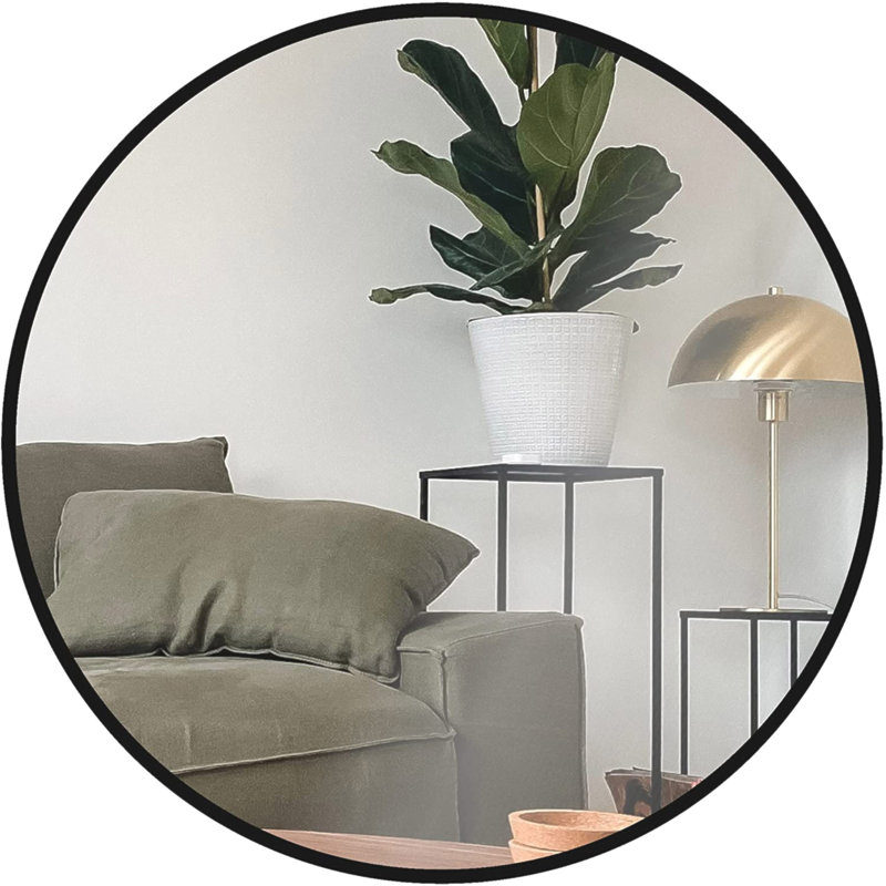 Miroir rond 24 po pour salle de bain, 24 po x 24 po, Noir, Rond