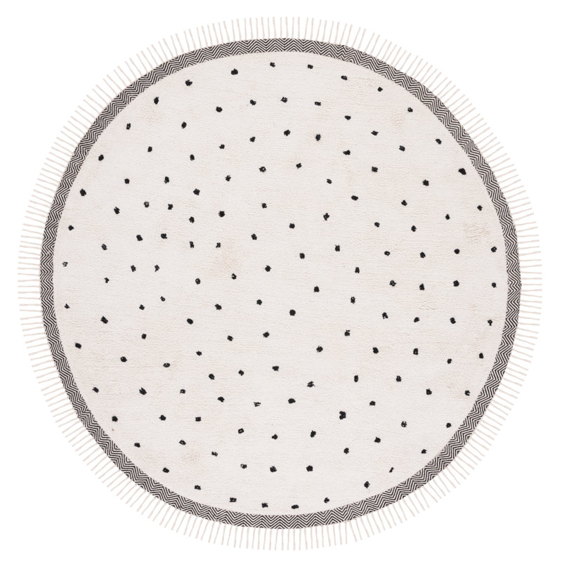 Tapis ivoire / noir Rehaba Easy Care 203, Rond 5 pi