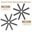 Très grand ventilateur de plafond 72 pouces avec lumière DEL à intensité variable, ventilateur de plafond noir à 6 vitesses et ventilateur à 8 pales pour grande pièce
