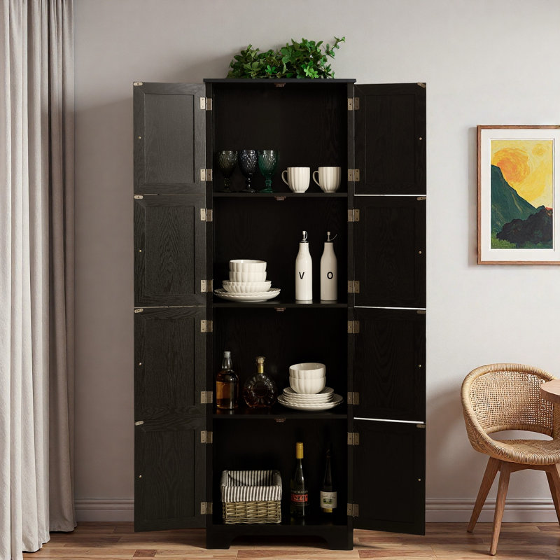 Élégante armoire de rangement à 8 portes avec 4 tablettes, idéale pour un décor organisé et élégant dans les salons, les cuisines et les bureaux