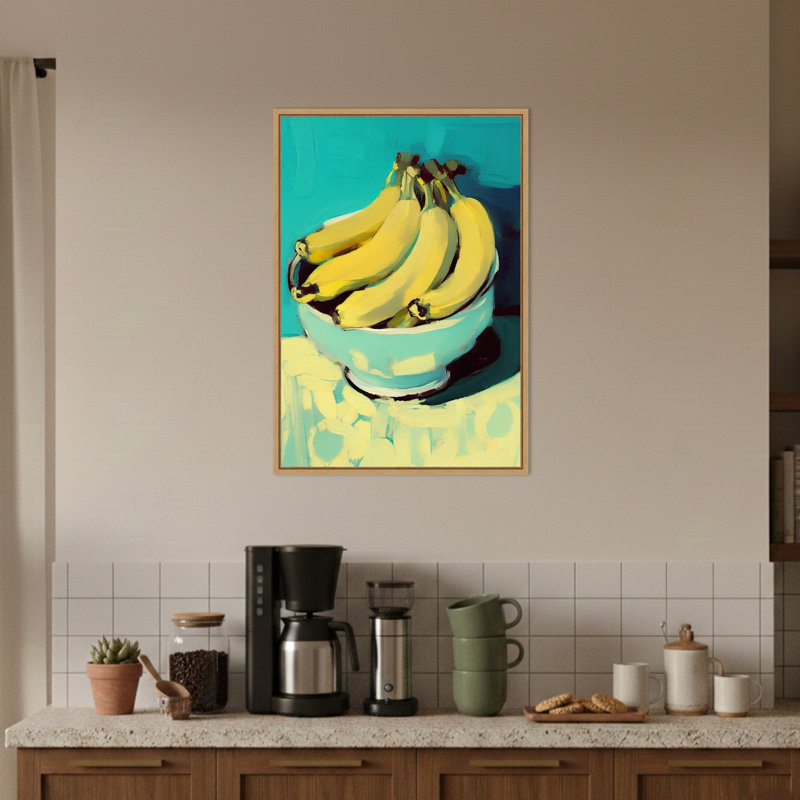 Bowl of Bananas by Treechild Framed Canvas Wall Art Print