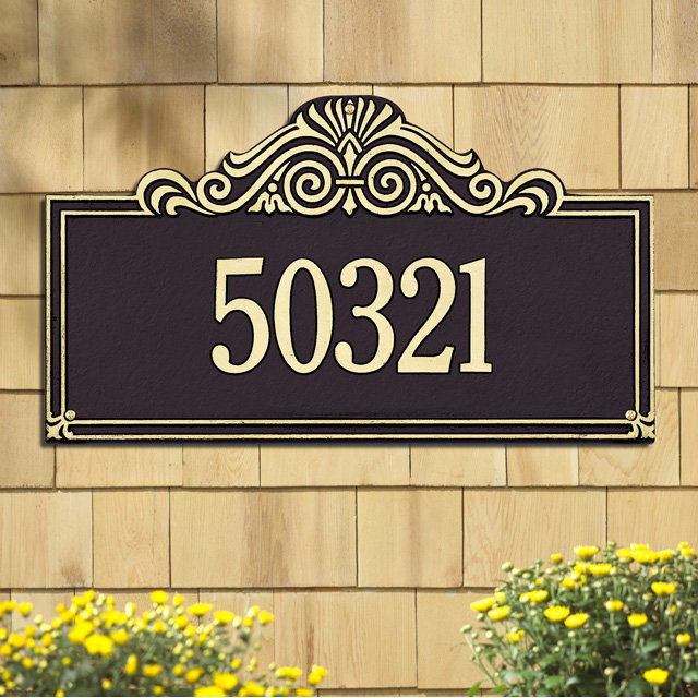 Villa Nova 1-Line Wall Address Plaque, Pewter and Silver, Yes