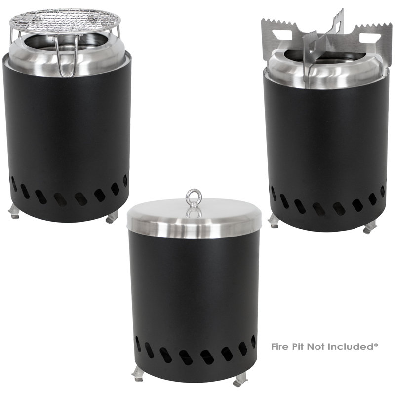 Compact Stainless Steel Smokeless Fire Pit Accessory Kit