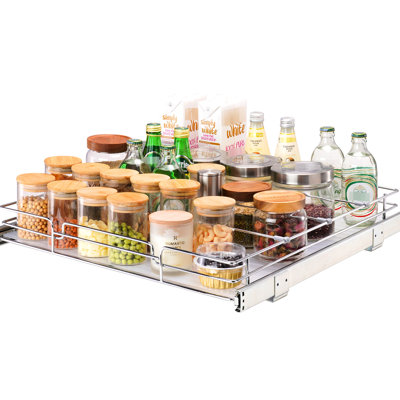 Rangement pour armoire coulissante de 20 po x l 21 po x P 2,5 po, tiroirs coulissants robustes, système de qualité industrielle, rouille, tablette Tidy Home Solution, l 23 po x P 22 po x H 7 po, tiroirs à roulettes en acier pour évier sous le lavabo,
