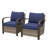 Patio Brown Wicker Lounge Chair, Metal Curved Armrest, Cushion (Set of 2)-122016604