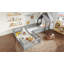 Lit simple au sol, lit simple au sol avec porte et garde-corps pleine longueur, conception multifonctionnelle, gris-409567552