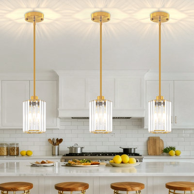 1 - Light Modern Crystal Single Pendant Light With Adjustable Height
